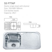 ECT Dante single bowl with drainer 765*480*180mm